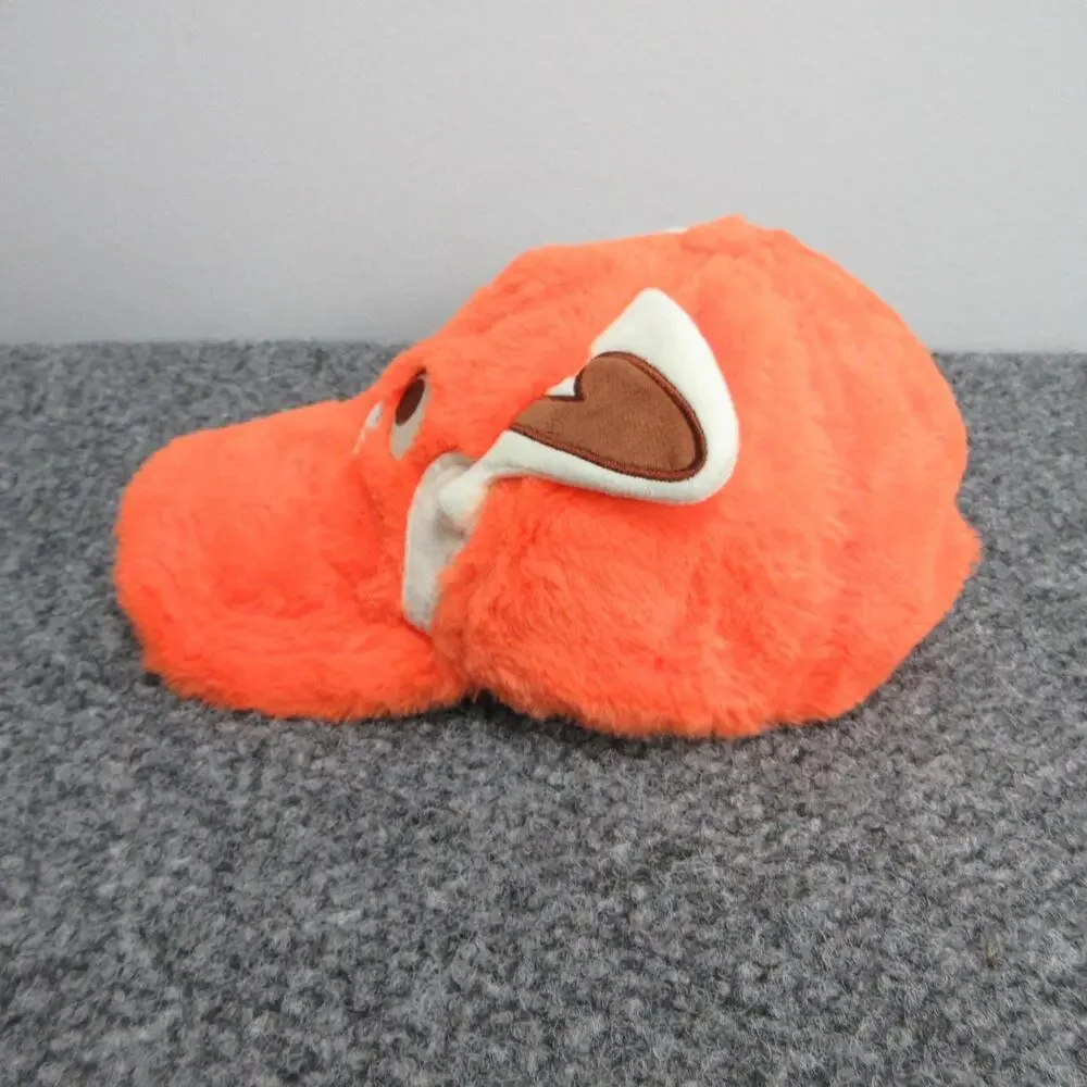 Turning Red Disney Hat Baseball Cap One Size Unisex Kids Orange Velour Faux Fur